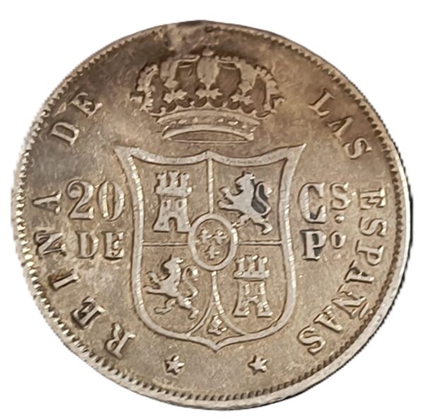 20 Centavos de Peso 1868 XF (Soldadura) - Imagen 2