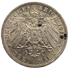 3 Mark Friedrich II 1910 Plata reverso