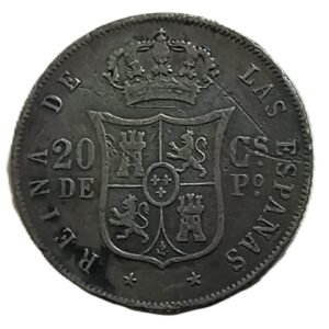 20 Centavos de Peso de Isabel II, Manila 1868 reverso