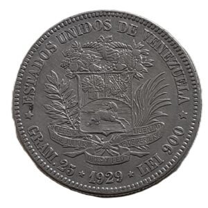 5 Bolívares 1929 Venezuela reverso