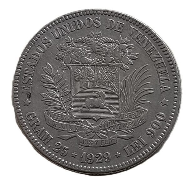 5 Bolívares 1929 Venezuela - Imagen 2