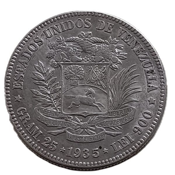 5 Bolívares de Venezuela, 1935 - Imagen 2