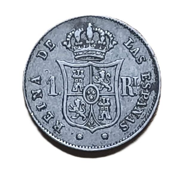 1 real Isabel II 1857 Barcelona - Imagen 2