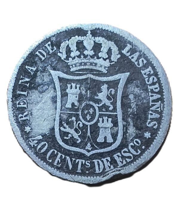 40 Céntimos de Escudo Isabel II 1866 Sevilla - Imagen 2