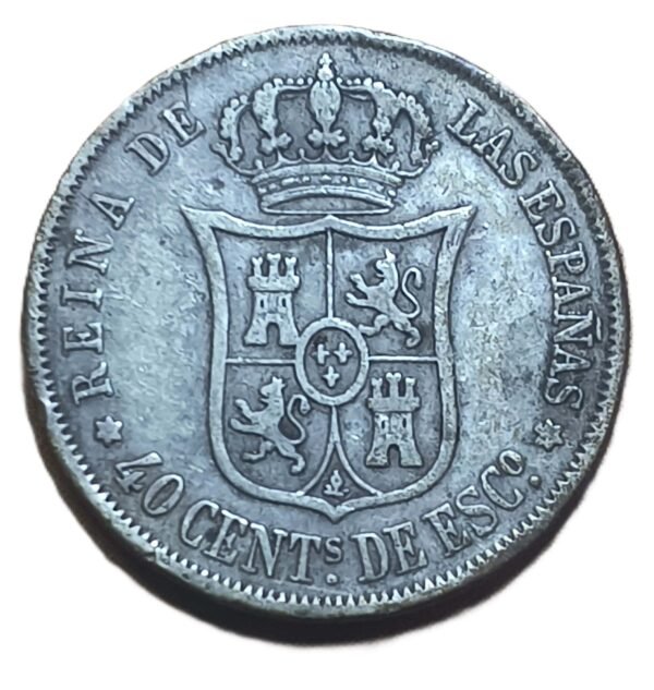 40 Céntimos de Escudo Isabel II 1868 Sevilla - Imagen 2