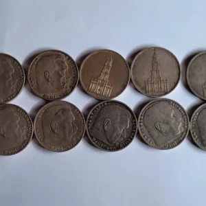 Tubo con 10 monedas de 5 reichsmark