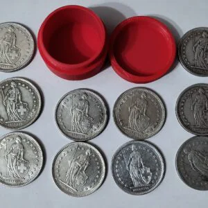 Lote 10 Monedas 2 Francos Suizos (1943-1965) - Plata .835 - Con Tubo