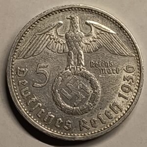 5 Reichsmark 1936-G Hindenburg reverso