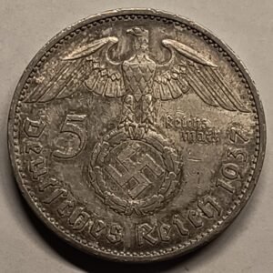 5 Reichsmark 1937-E - Hindenburg reverso