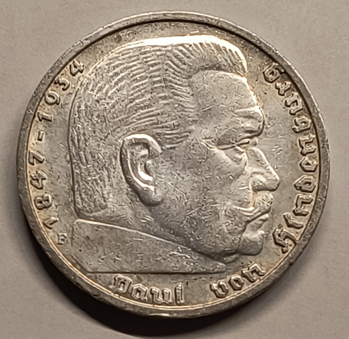 5 Reichsmark 1938-F - Hindenburg