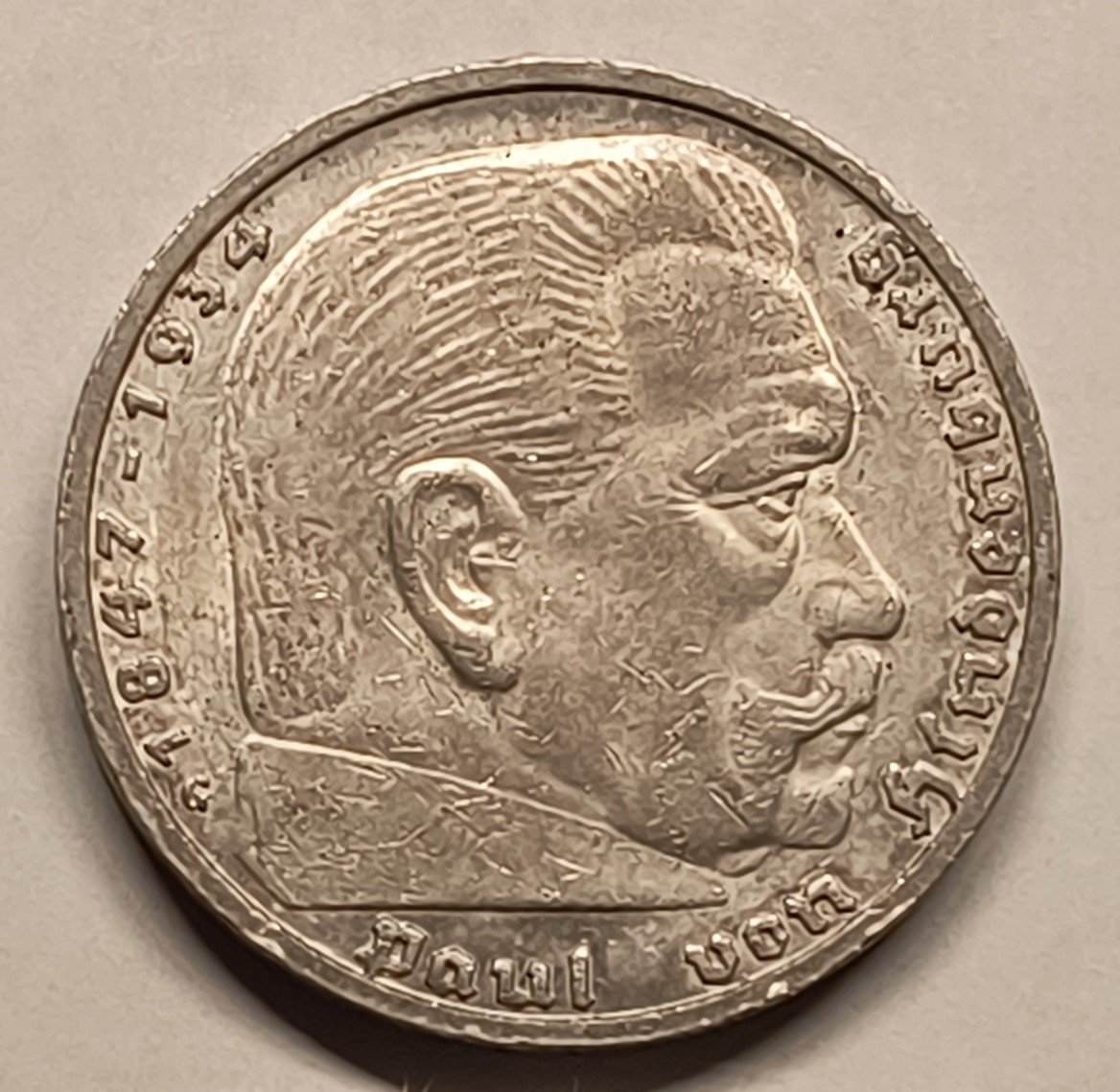 5 Reichsmark 1938-G Hindenburg