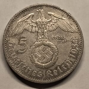 5 Reichsmark 1938-G Hindenburg reverso