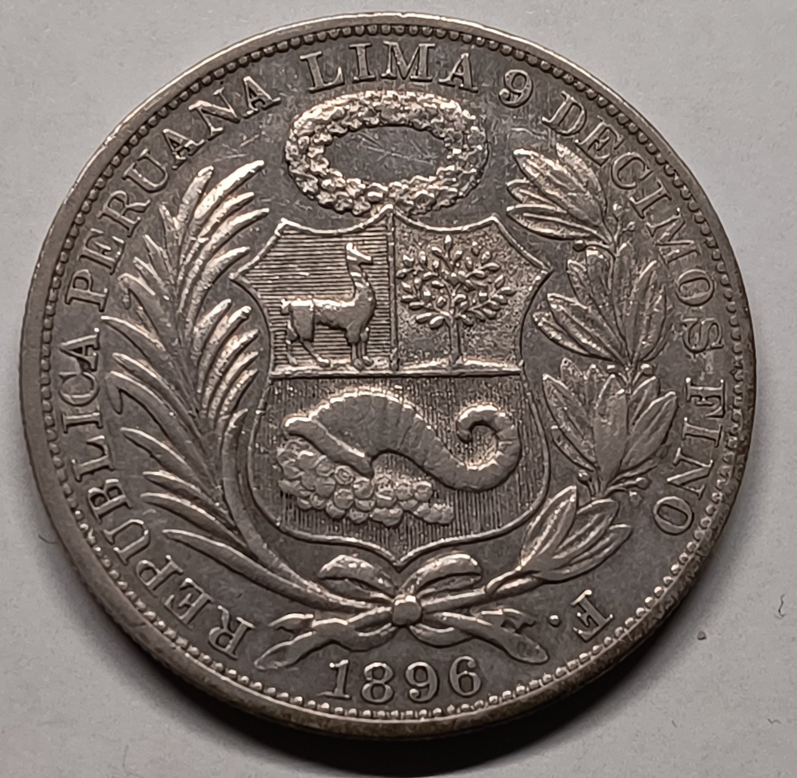 1 Sol Perú 1896 Libertad Sentada – Ceca Lima F – Plata 0,900 – EBC- - Imagen 2