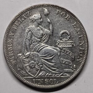 1 Sol Perú 1896 Libertad Sentada – Ceca Lima F – Plata 0,900 – EBC-