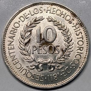10 Pesos Uruguay 1961 – Sesquicentenario 1811 reverso