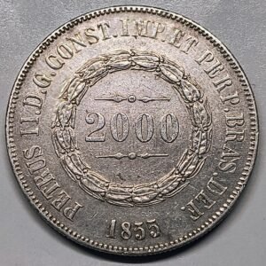 2000 Réis Brasil 1855 – Pedro II Imperio · Plata 0,917 · ArgentumSun