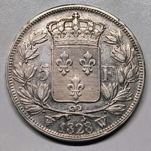 5 Francos Francia 1828-W – Carlos X – reverso