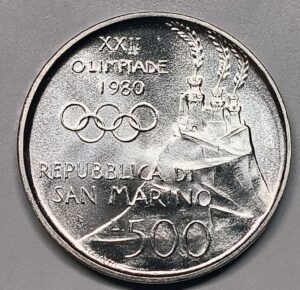 500 Liras San Marino 1980 – Olimpiadas de Moscú (Boxeo) · Plata 0,835 · ArgentumSun