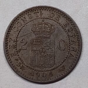 2 Céntimos España 1904 – Alfonso XIII – 4º Retrato reverso