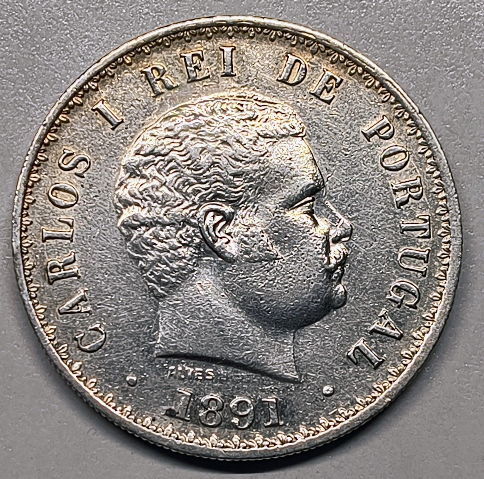 500 Réis Portugal 1891 – Carlos I – · Plata 0,917 · ArgentumSun
