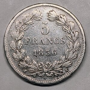 5 Francs Francia 1836 — Louis-Philippe reverso