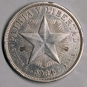 1 Peso Plata Cuba 1934 – Estrella Solitaria · Plata 0,900 · ArgentumSun