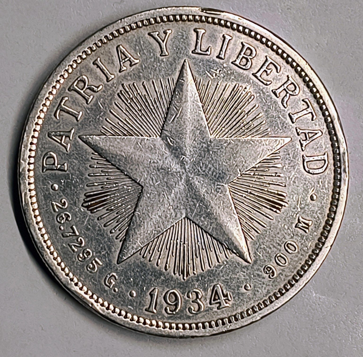 1 Peso Plata Cuba 1934 – Estrella Solitaria · Plata 0,900 · ArgentumSun