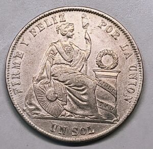 1 Sol Perú 1871 – Libertad Sentada · Plata 0,900 · ArgentumSun