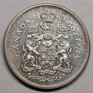 50 Cents Canadá 1965 – Isabel II reverso