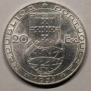 20 Escudos Portugal 1953 Renovação Financeira reverso