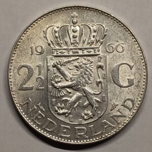 2½ Gulden Países Bajos 1966 – Reina Juliana reverso