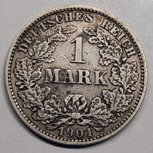 1 Mark 1901 E Plata Imperio Alemán anverso