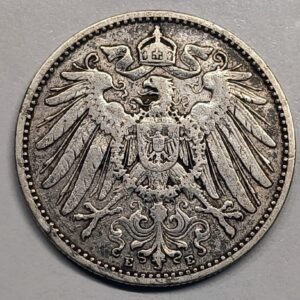1 Mark 1901 E Plata Imperio Alemán reverso