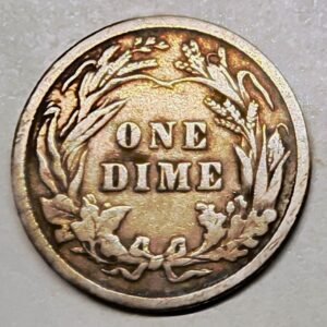 1 Dime 1908 Barber Plata | Filadelfia reverso