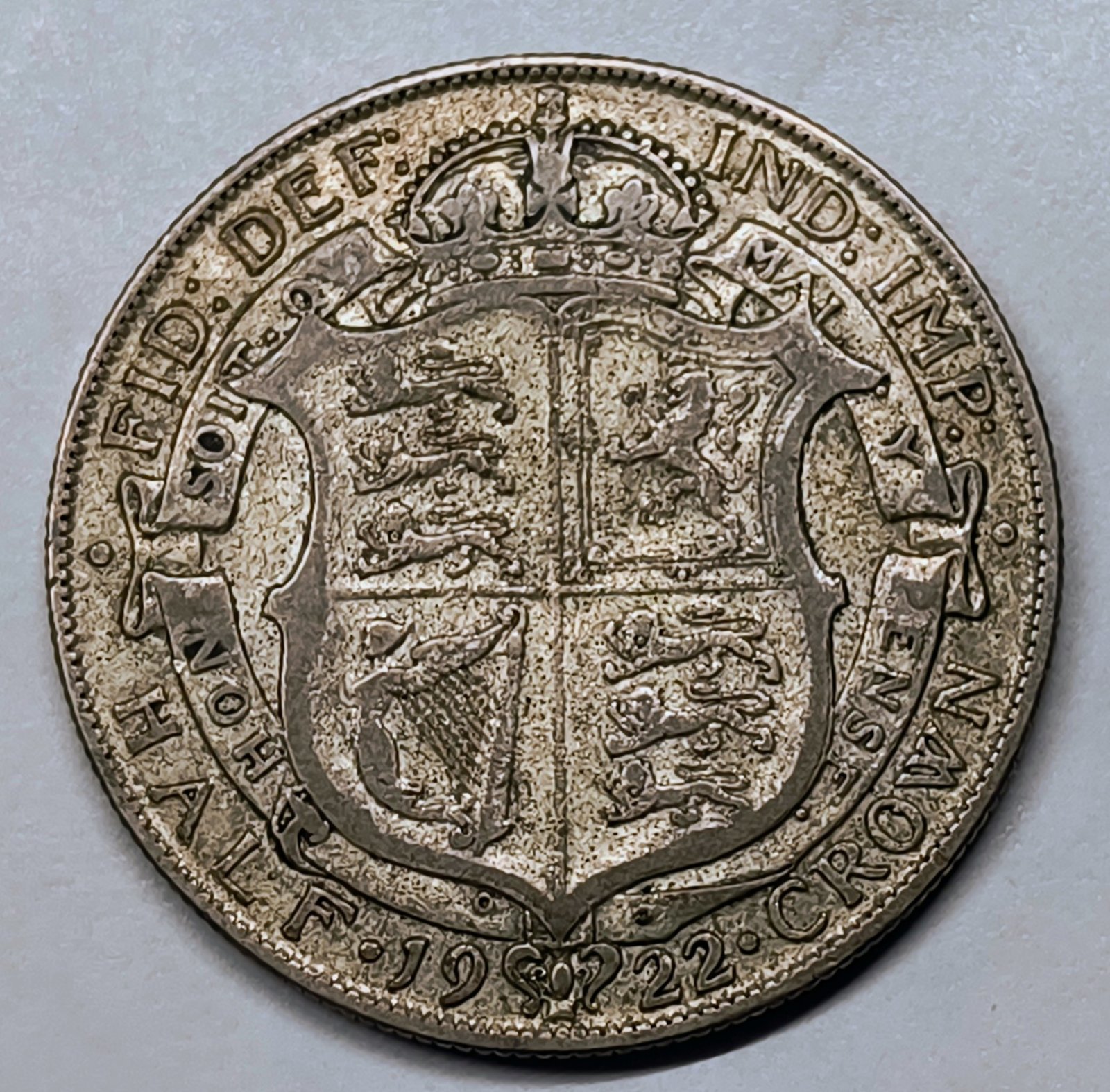Half Crown George V 1922 Reino Unido · Plata 0,500 · ArgentumSun — Reverso