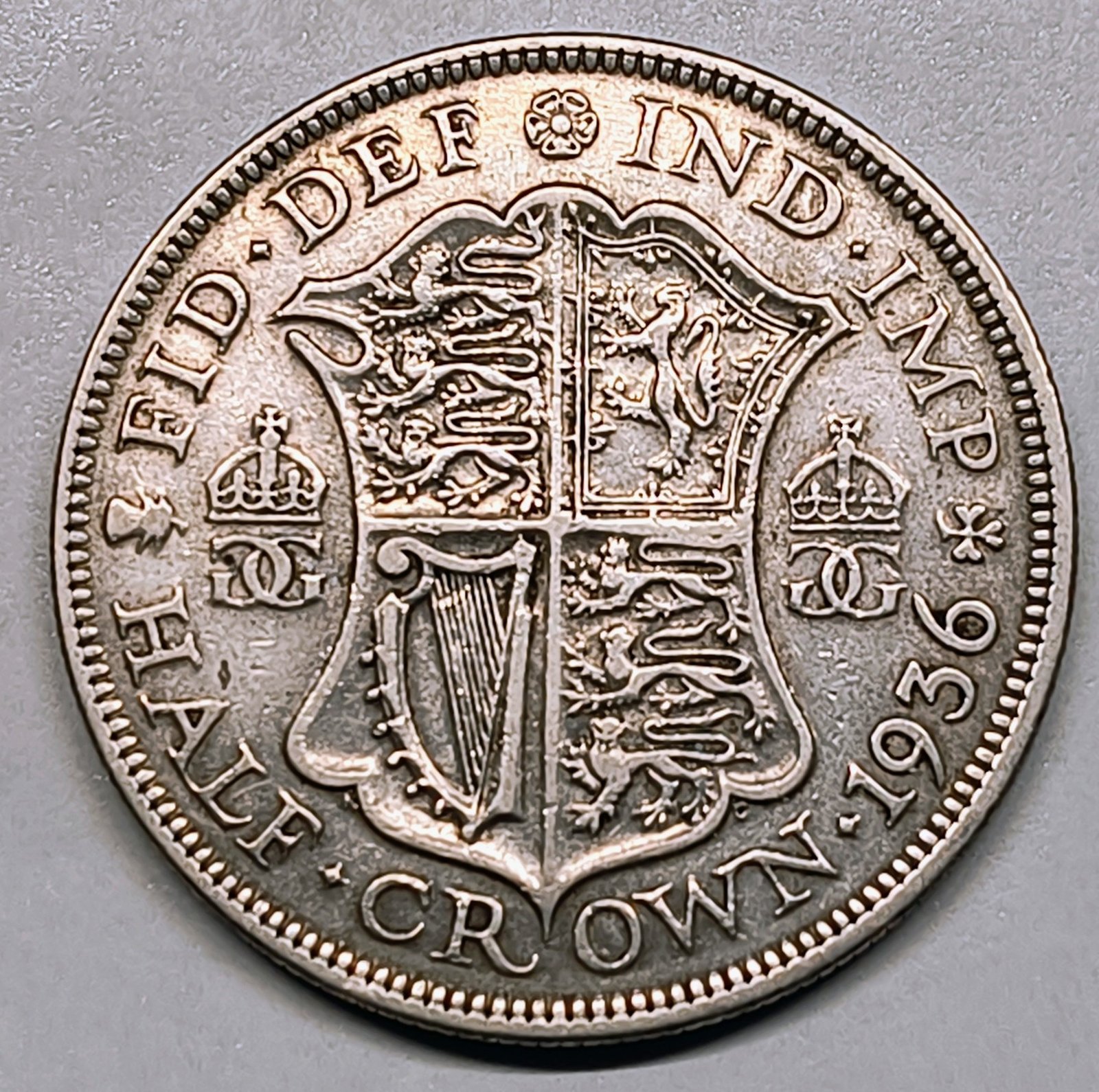 Half Crown George V 1936 Reino Unido · Plata 0,500 · ArgentumSun — Reverso