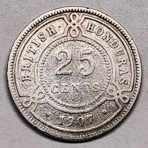 25 Cents Edward VII 1907 Plata — Honduras Británica reverso