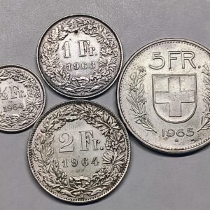 Lote Francos Suizos Plata Helvetia y Cruz 1963-1965 reverso