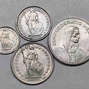 Lote Francos Suizos Plata Helvetia y Cruz 1963-1965 anverso