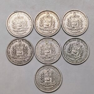 Lote 7 Monedas 1 Bolivar Venezuela 1960 reverso