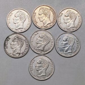 Lote 7 Monedas 1 Bolivar Venezuela 1960 anverso