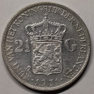 2½ Gulden Wilhelmina Países Bajos 1931 reverso