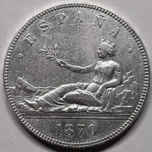 5 Pesetas Gobierno Provisional España 1870 anverso