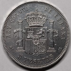 5 Pesetas Alfonso XIII 1890 Pelón reverso