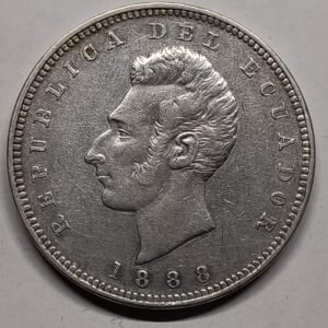 Un Sucre República del Ecuador 1888 anverso